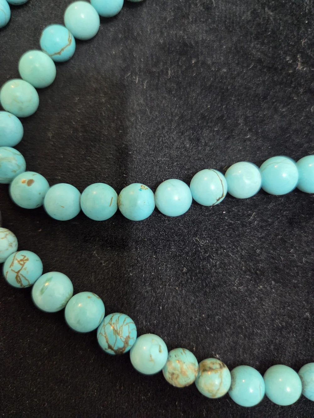 Vintage Natural Turquoise Bead Necklace with Pyrite Inclusions & Om Charm